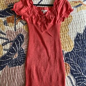 Haute Monde Red Ruffled Puff Sleeve Maternity Mini Dress